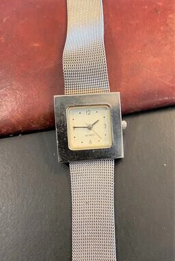 Women's 25mm Silver Tone Yves Rocher Watch with Mesh Band